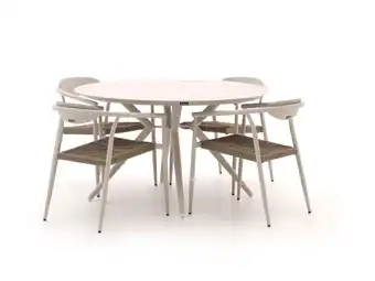 Kees Smit Manifesto Cavone/Sora ø 127cm dining tuinset 5-delig stapelbaar aanbieding