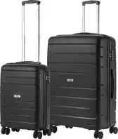Bol.com TravelZ Big Bars Kofferset 2-delig - Handbagage 35L en Grote Koffer 106L - Zwart aanbieding