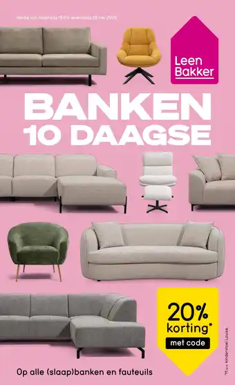 Leen Bakker Op alle slaap banken en fauteuils aanbieding