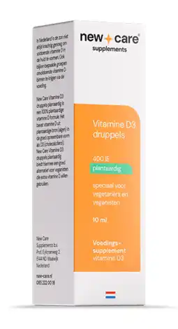 De Online Drogist New Care D3 10mcg Plantaardige Druppels 10ML aanbieding