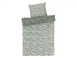 Lidl LIVARNO home Satijnen dekbedovertrek 140 x 200 cm (bloemen/groen/koraal) aanbieding