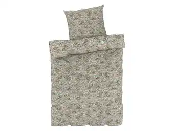 Lidl LIVARNO home Satijnen dekbedovertrek 140 x 200 cm (bloemen/groen/koraal) aanbieding