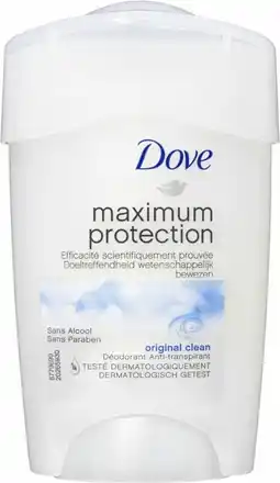 Wehkamp Dove Maximum Protection Original Clean anti-transpirant deodorant stick - 6 x 45 ml aanbieding