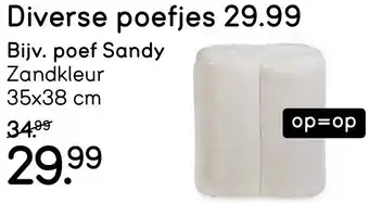 Leen Bakker Poef sandy aanbieding