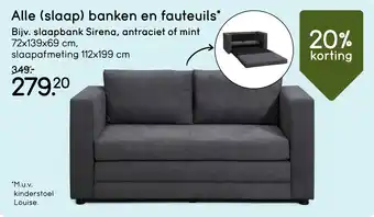 Leen Bakker Alle slaap banken en fauteuils aanbieding