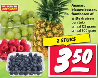 Nettorama Ananas, blauwe bessen, frambozen of witte druiven aanbieding