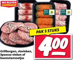 Nettorama Grillburgers, slavinken, Spaanse vinken of boomstammetjes aanbieding