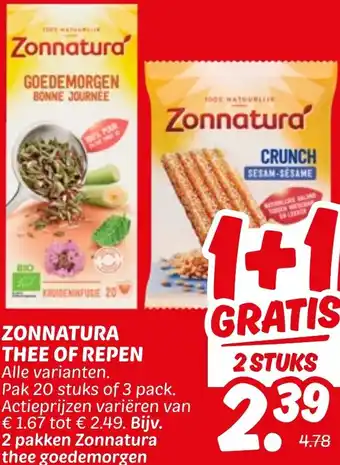 Dekamarkt Zonnatura thee of repen aanbieding