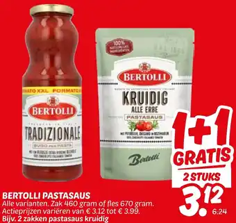 Dekamarkt Bertolli pastasaus aanbieding