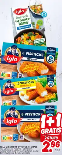 Dekamarkt Iglo vissticks of groente idee aanbieding