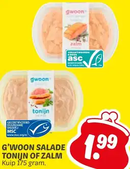 Dekamarkt G'woon salade tonijn of zalm aanbieding