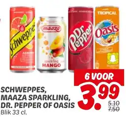 Dekamarkt Schweppes, maaza sparkling, dr. pepper of oasis aanbieding