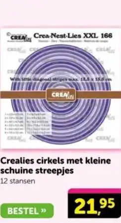 Boekenvoordeel Crealies cirkels met kleine schuine streepjes aanbieding