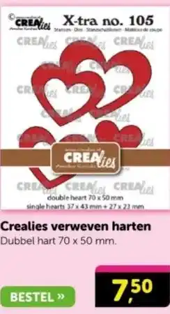 Boekenvoordeel single hearts 37 x 43 mm+27 x 23 mm Crealies verweven harten aanbieding