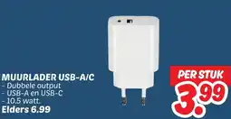 Dekamarkt Muurlader usb-a/c aanbieding