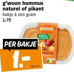 Poiesz G'woon hummus naturel of pikant aanbieding