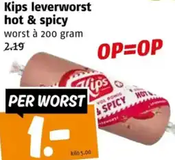 Poiesz Kips leverworst hot & spicy aanbieding