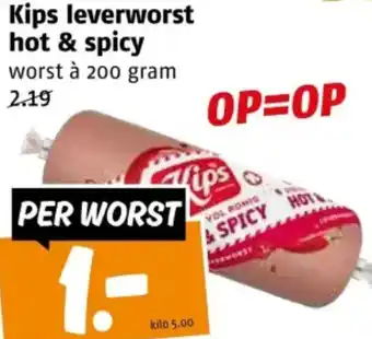 Poiesz Kips leverworst hot & spicy aanbieding