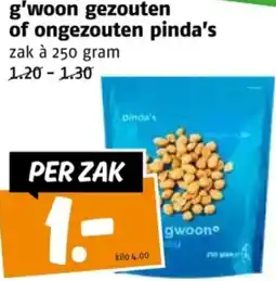 Poiesz G'woon gezouten of ongezouten pinda's aanbieding
