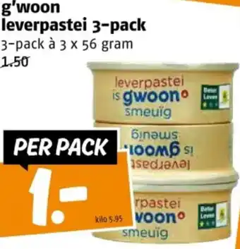 Poiesz G'woon leverpastei 3-pack aanbieding