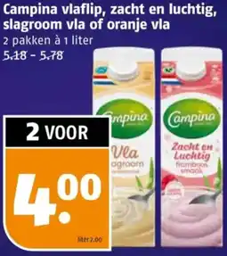 Poiesz Campina vlaflip, zacht en luchtig, slagroom vla of oranje vla aanbieding
