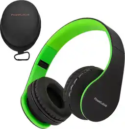 Bol.com PowerLocus P1 draadloze Over-Ear Koptelefoon Inklapbaar - Bluetooth - Met microfoon – Zwart/Groen aanbieding