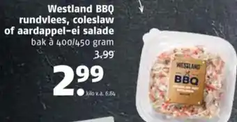Poiesz Westland BBQ rundvlees, coleslaw of aardappel-ei salade aanbieding