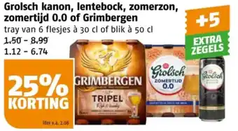Poiesz Grolsch kanon, lentebock, zomerzon, zomertijd 0.0 of Grimbergen aanbieding