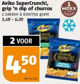 Poiesz Aviko SuperCrunch!, grip 'n dip of churros aanbieding