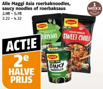 Poiesz Alle Maggi Asia roerbaknoodles, saucy noodles of roerbaksaus aanbieding