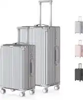 Bol.com Voyagoux - Reiskoffer set - Koffers - 2 stuks - S/L – Zilver aanbieding