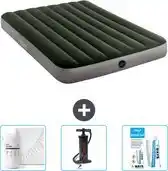 Praxis Intex Luchtbed - Twijfelaar - 137 x 191 x 25 cm - Groen - Inclusief Accessoires CB12 aanbieding