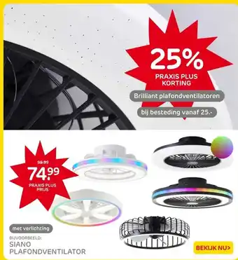 Praxis SIANO PLAFONDVENTILATOR aanbieding