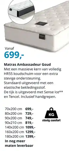 NLslaapt Matras Ambassadeur Goud aanbieding