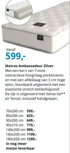 NLslaapt Matras Ambassadeur Zilver aanbieding