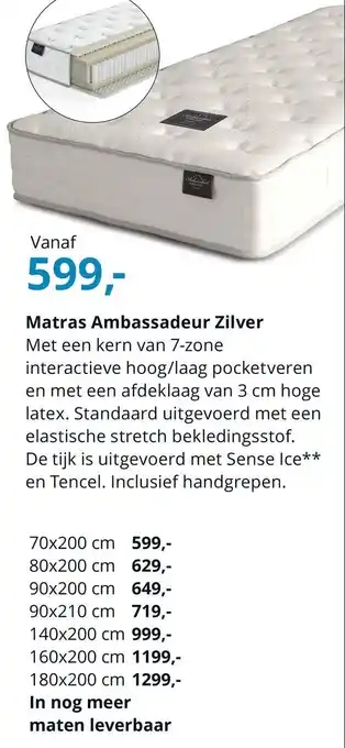 NLslaapt Matras Ambassadeur Zilver aanbieding