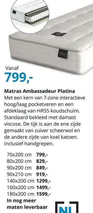 NLslaapt Matras Ambassadeur Platina aanbieding