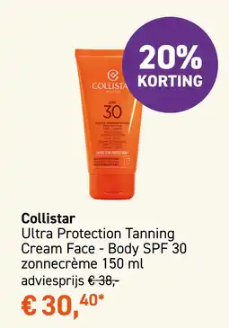 Mooi parfumerie Collistar Ultra Protection Tanning Cream Face - Body SPF 30 aanbieding