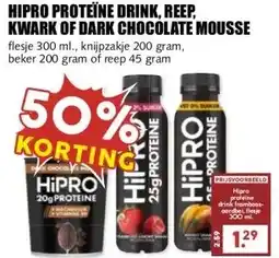 MCD Supermarkt HIPRO PROTEÏNE DRINK, REEP, KWARK OF DARK CHOCOLATE MOUSSE aanbieding