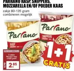MCD Supermarkt PARRANO RASP, SNIPPERS, MOZZARELLA EN/OF POEDER KAAS aanbieding