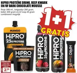 MCD Supermarkt HIPRO PROTEÏNE DRINK, REEP, KWARK EN/OF DARK CHOCOLATE MOUSSE aanbieding