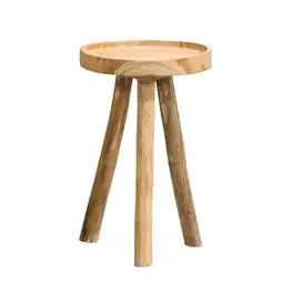 Leen Bakker Bijzettafel Damon - naturel teak - 45x30 cm aanbieding