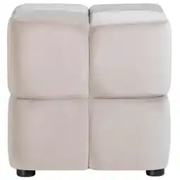 Leen Bakker Poef Blokkie - taupe - 43x43x43 cm aanbieding