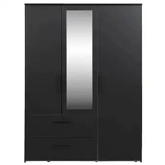 Leen Bakker Kledingkast Orleans 3 deurs - zwart - 201x145x58 cm aanbieding