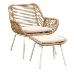 Leen Bakker Loungestoel Grand met voetenbank 2-delig - wicker naturel aanbieding