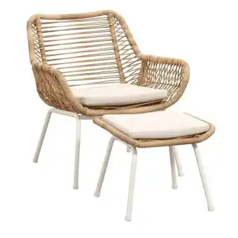 Leen Bakker Loungestoel Grand met voetenbank 2-delig - wicker naturel aanbieding