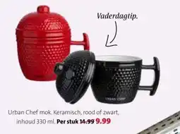 Intratuin Urban Chef mok. Keramisch, rood of zwart, inhoud 330 ml. Per stuk aanbieding