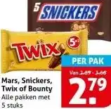 Hoogvliet Mars, Snickers, Twix of Bounty aanbieding