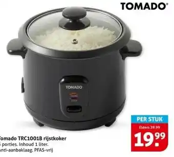 Hoogvliet Tomado TRC1001B rijstkoker aanbieding