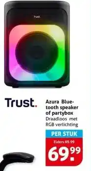Hoogvliet Azura Blue-tooth speaker of partybox Draadloos met RGB verlichting aanbieding